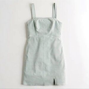 Hollister Green Blue Plaid Windowpane Dress
